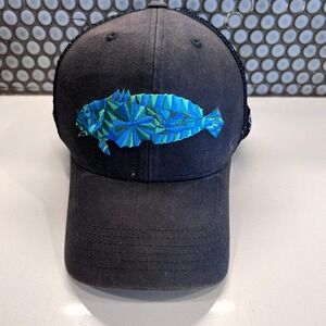 Toadfish Hat Cap Trucker Mesh Back Black Mesh Logo Graphic‎ Aquatic Ocean
